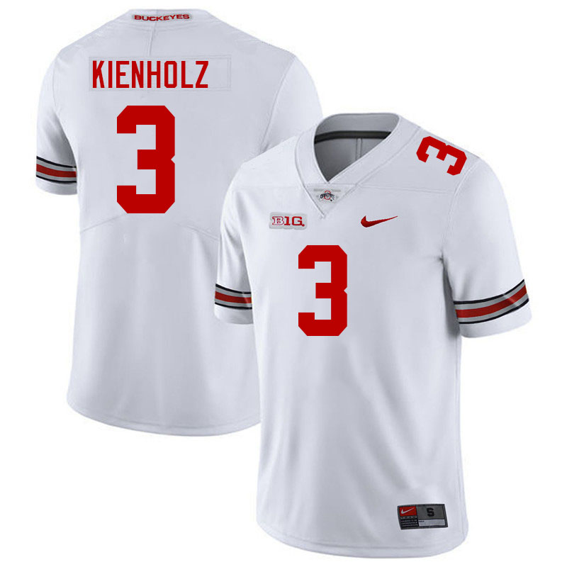 Ohio State Buckeyes Lincoln Kienholz Men's's #3 Authentic White College Football Jersey 2404WVFJ6